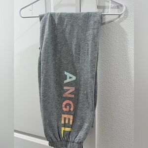 Victoria's Secret Gray Joggers with Multicolor 'ANGEL' Print